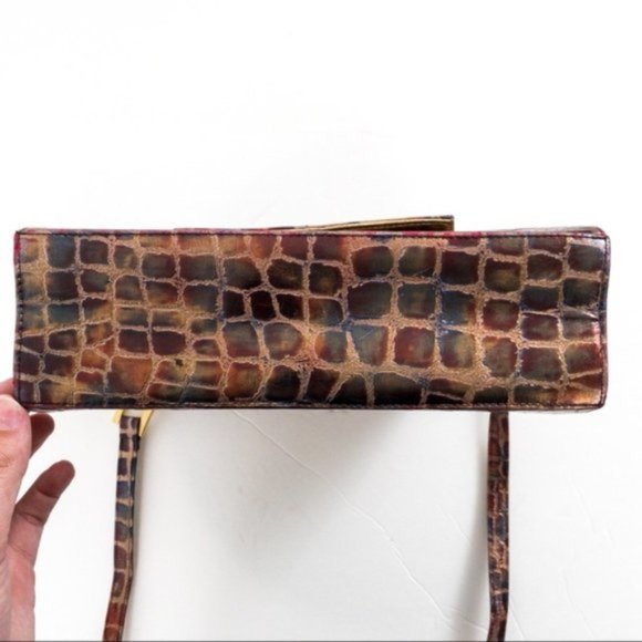 Vintage Leather Metallic Rainbow Crocodile Print Crossbody Bag - Picture 7 of 11